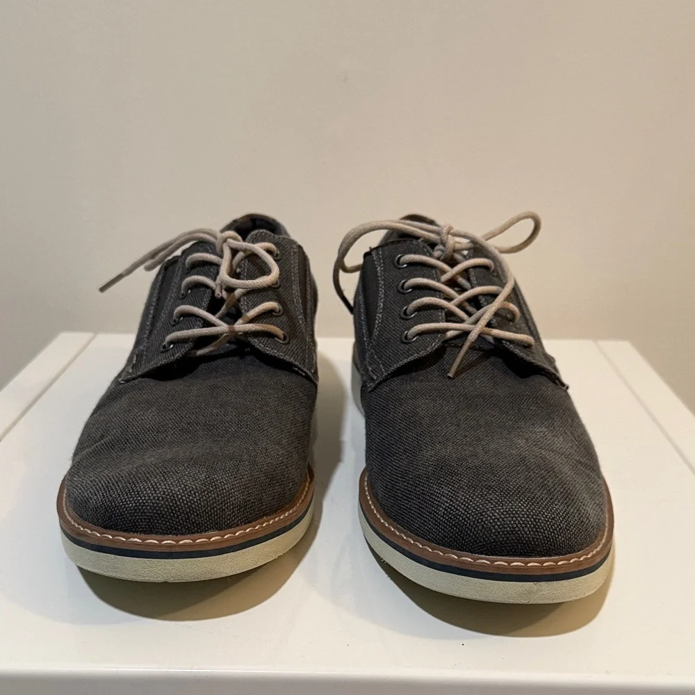 Nunn Bush Men's Barkley Charcoal Canvas Oxfords with Brown Trim size 10.5